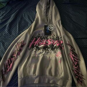 Hellstar Gray and Pink Men's Hoodie